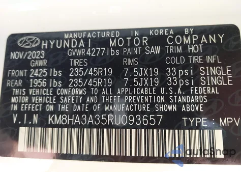 2024 Hyundai Kona N Line из США, поврежденный, VIN KM8HA3A35RU093657